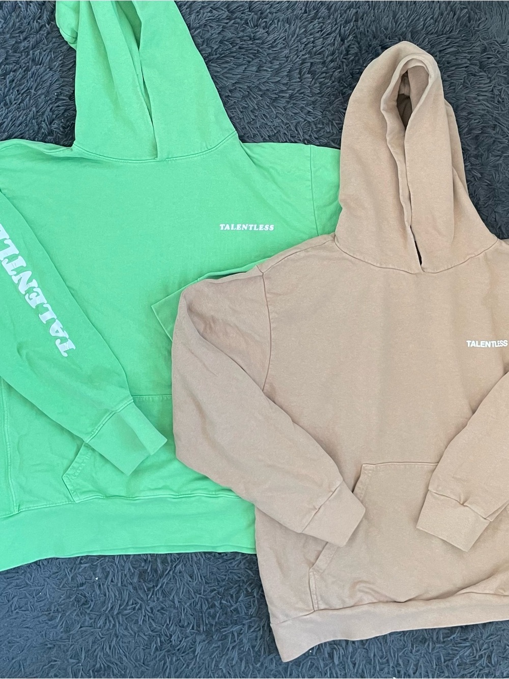 Men Size Large Talentless Heavyweight Hoodie Sweatshirt Green Tan Bundle lot